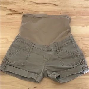 Khaki maternity shorts